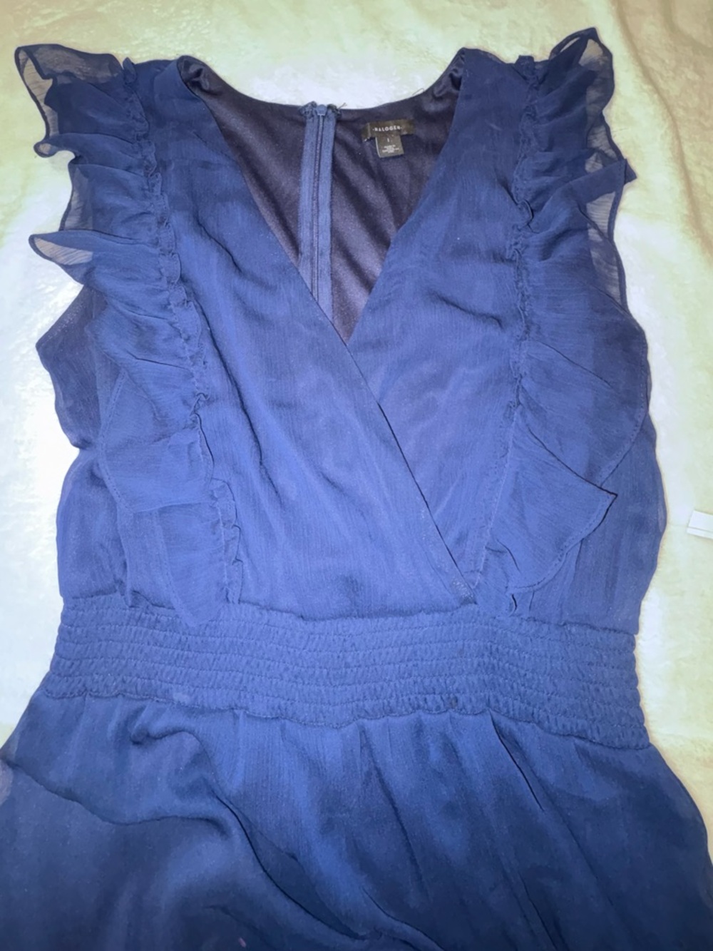 Halogen Navy Ruffle-Trim Jumpsuit - Picture 6 of 7